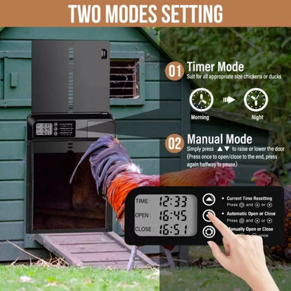Automatic Chicken Coop Door Waterproof Poultry House Opener Solar Battery