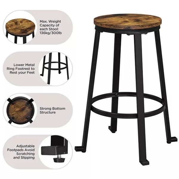 Industrial Bar Table Set 3 Piece Dining Table Set Rustic Bar Table and Bar Stool