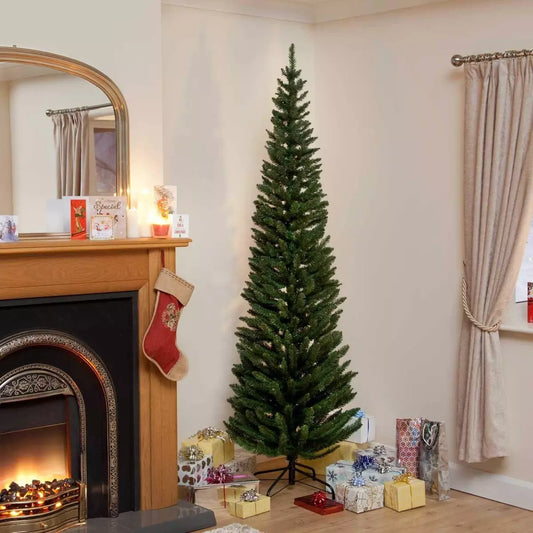 Christmas Tree Slim Pencil  5ft 6ft 7ft 8ft Green Grey White Black Xmas Trees