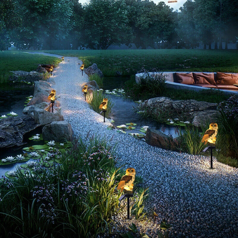 Owl LED Solar Powered Garden Light Outdoor Ornament Lawn Waterproof Statue Lamp
