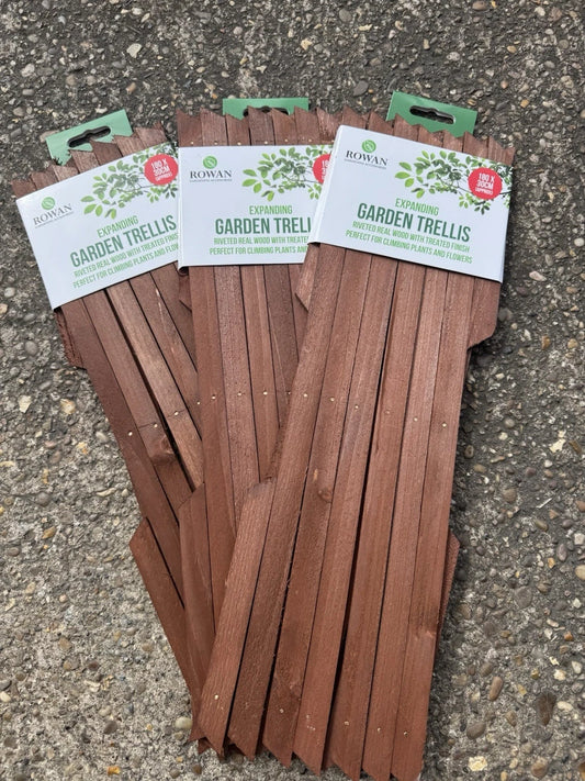 3 Dark Brown wood expanding trellis 6ft x 1ft