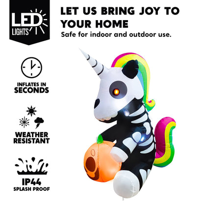 5FT Inflatable Skeleton Unicorn, Lighted Halloween Yard & Outdoor Decoration