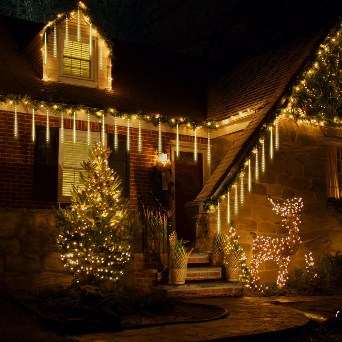 50cm 288led Christmas Shower String Lights Xmas Outdoor Snowfall  Fairy Lights