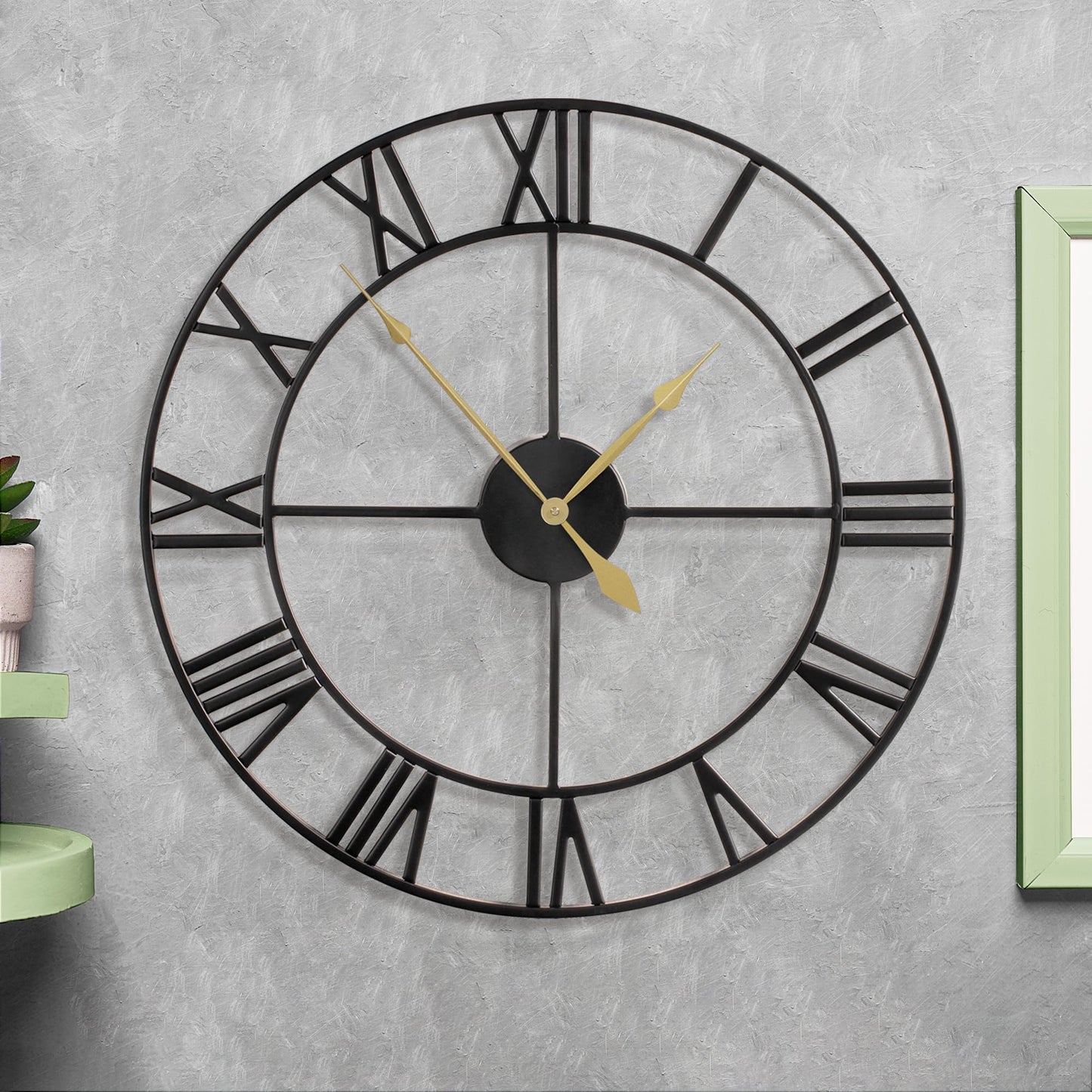 80CM Large Wall Clock 30 Inches Oversized Modern Round Black Metal