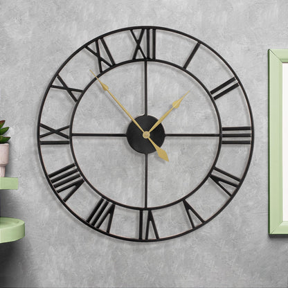 80CM Large Wall Clock 30 Inches Oversized Modern Round Black Metal