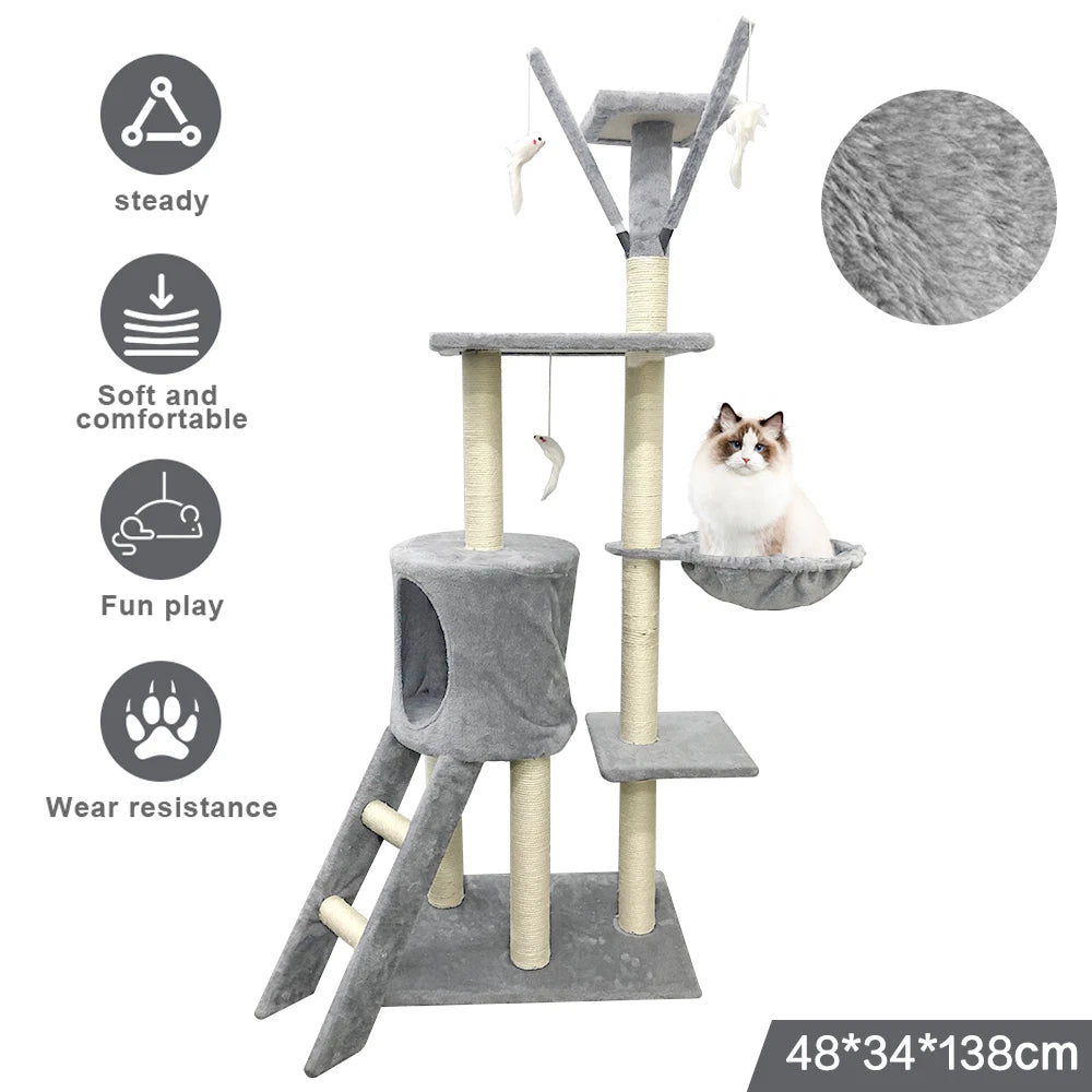 Large Cat Tree Multilevel Climbing Tower Kitten Scratching Post Activity Centre