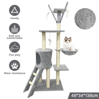 Large Cat Tree Multilevel Climbing Tower Kitten Scratching Post Activity Centre