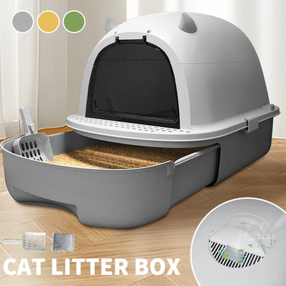 XL Large Cat Litter Box Self Cleaning Pan Drawer Anti-Splashing Cat Potty Tray