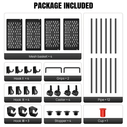 4 Tier Slim Slide Out Kitchen Trolley Rack Holder Storage Shelf Organiser Cart black