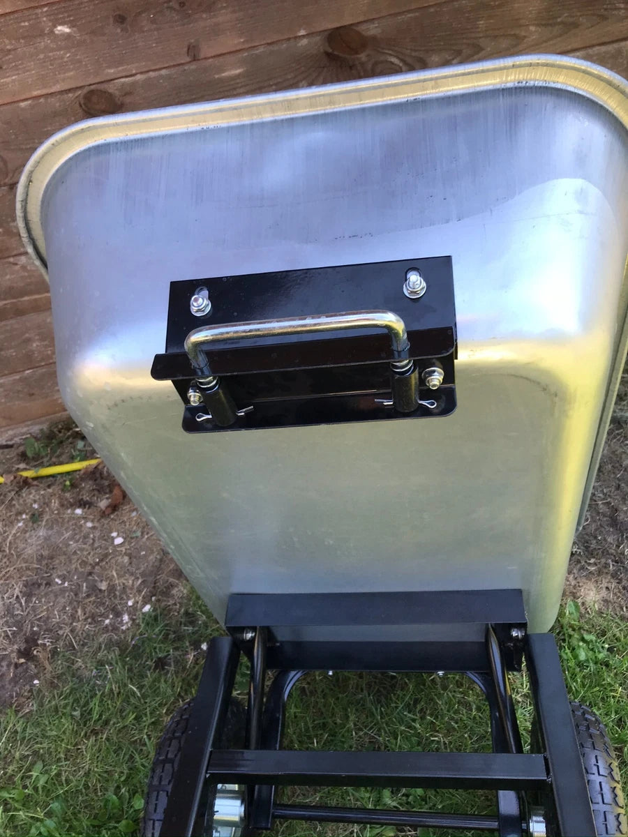Garden trolley 4 wheel tipping dump wheelbarrow cart padded handle 80 litre