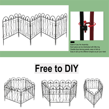 5 Garden Fence Panels Pet Animal Barrier Fence Dog Rabbits Defense Ground Border