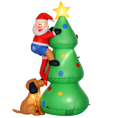 6ft Inflatable Christmas Tree, LED Lighted with Santa Claus Dog Decoration