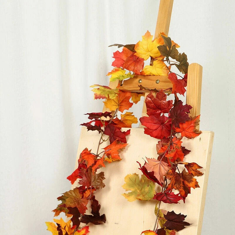 175cm Artificial Autumn Fall Maple Leaves Garland Hanging Plant Home Party Decor