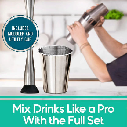 Cocktail Shaker Set 23 pc Professional Bartender Kit Gift Box