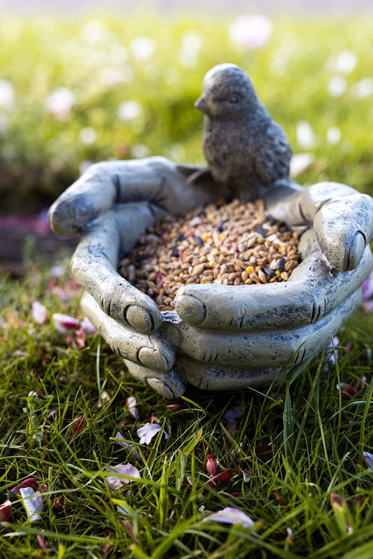 Garden Ornaments Bird on Hands Basin Bath Bird Feeder Decorative birdbath