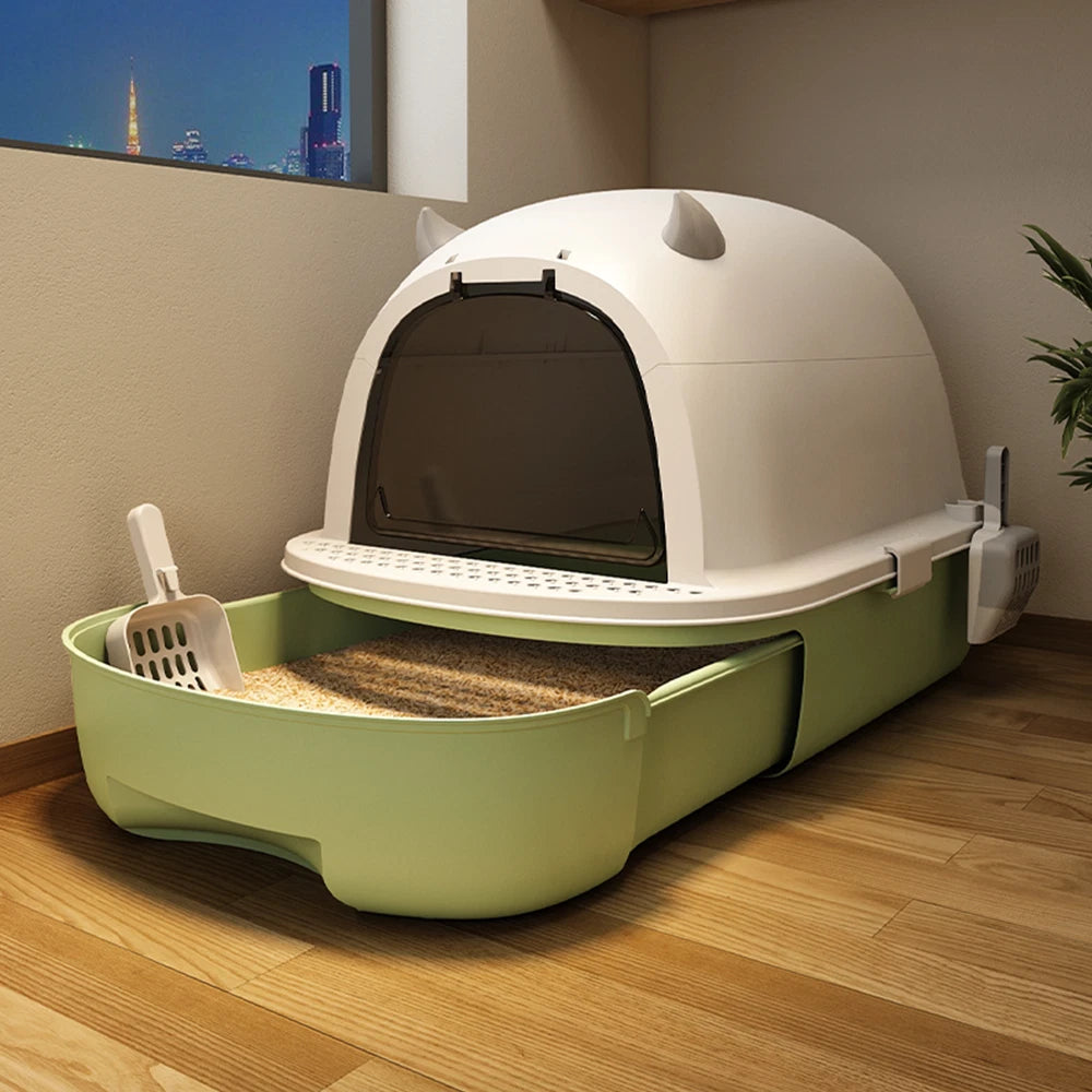 XL Large Cat Litter Box Self Cleaning Pan Drawer Anti-Splashing Cat Potty Tray