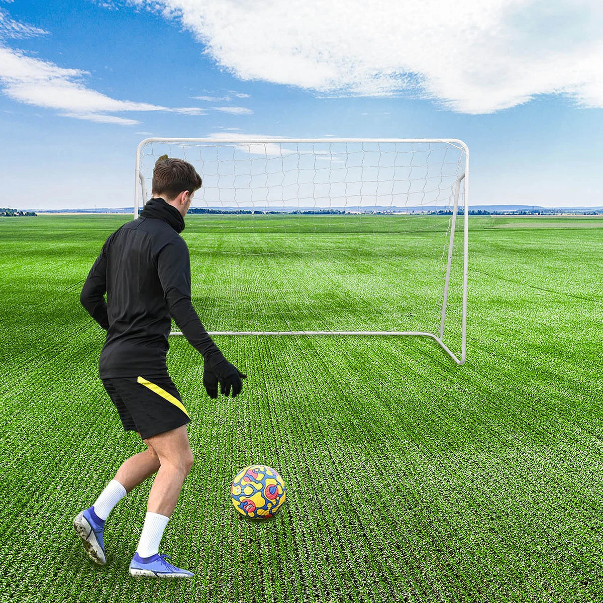 Single Football Goal Post Practice Soccer Training with Outdoo Net and Pegs 7FT x 5FT