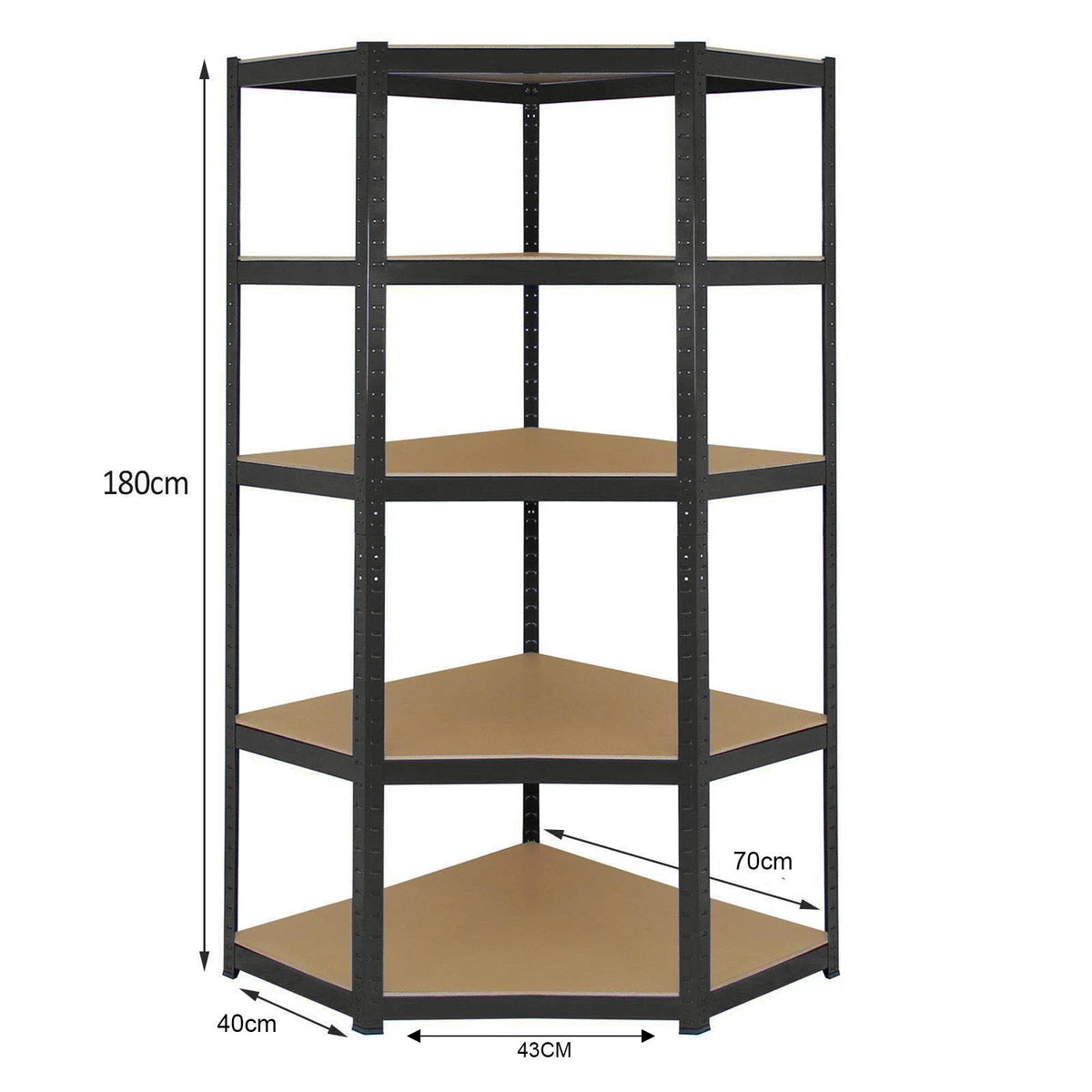 5 Shelf Heavy Duty Boltless Corner Shelving Unit Garage Shop Display Rack BLACK