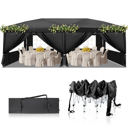 3x6M Pop up blue Gazebo Heavy Duty Large Canopy Tent w/ 6 Sidewalls & Carrying Bag
