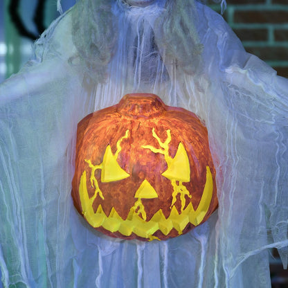 6ft Life Size Outdoor Halloween Decoration Witch with Pumpkin, Light Up Eyes