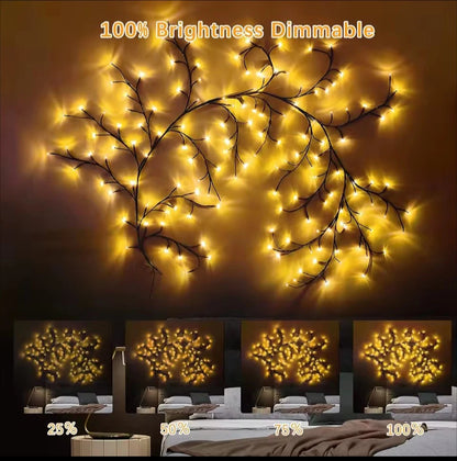144LED Wall Tree  Willow Vine Lights Bendable Branch Fairy Lighting for Christmas gifts