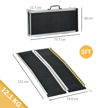 Wheelchair Ramp Folding Aluminium Threshold Ramp w/ Non-Skid Surface