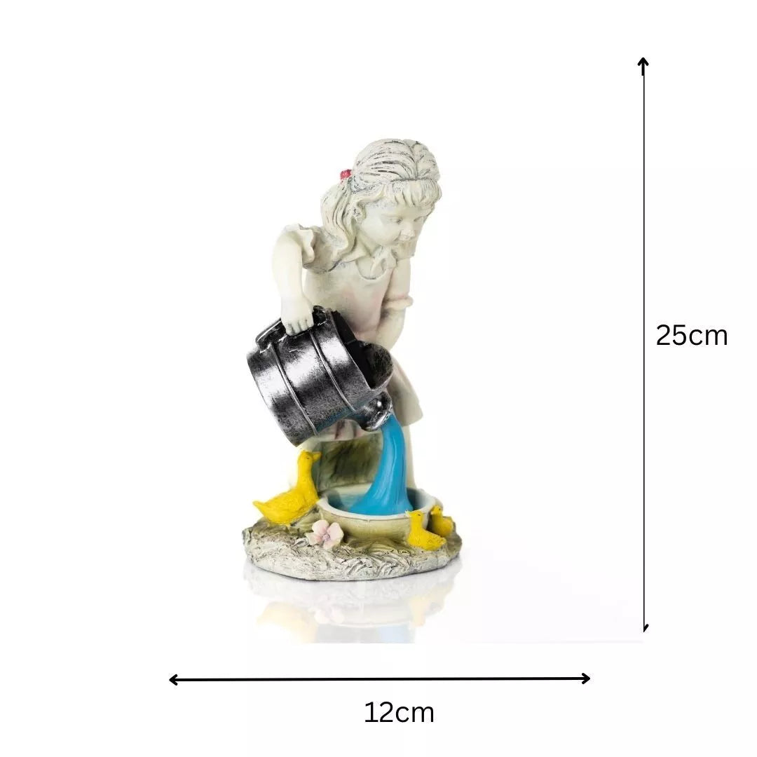 Solar LED Garden Ornament Girl Watering Can Outdoor Light Up Statue Lighting