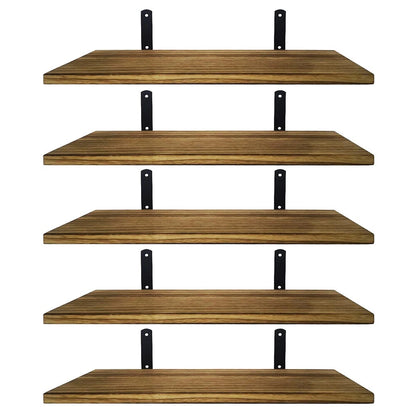 5 Piece Rustic Shelves Floating Shelves Wall Mounted Storage Wooden Display Shelf