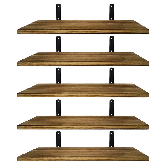 5 Piece Rustic Shelves Floating Shelves Wall Mounted Storage Wooden Display Shelf