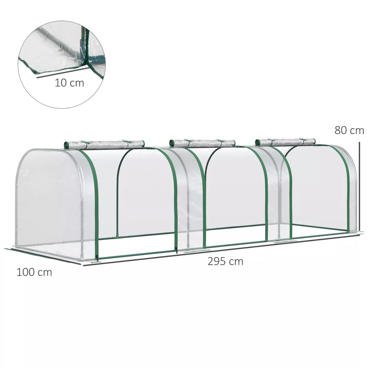 Tunnel Greenhouse Steel Frame for Garden w/ Zipper Doors