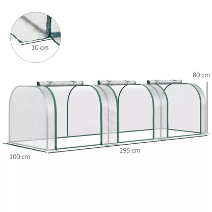 Tunnel Greenhouse Steel Frame for Garden w/ Zipper Doors