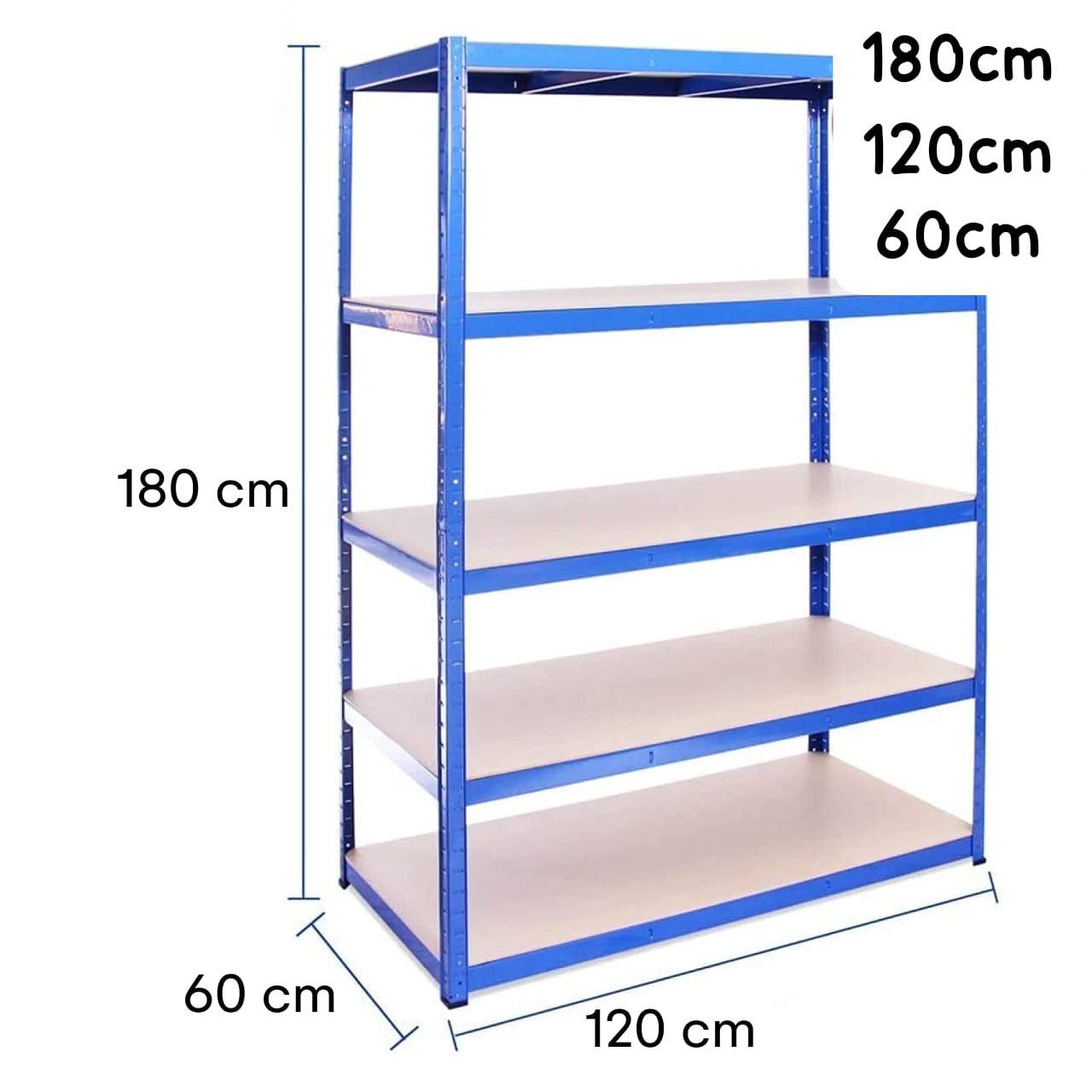 5 Tier Garage Shelving Unit 180x120x60cm 175kg Load Weight Per Tier
