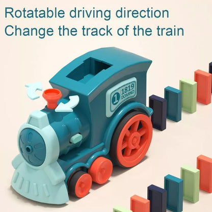 Domino Train Toy Set Automatic  Domino Blocks Laying Electric Train w/ Sound+