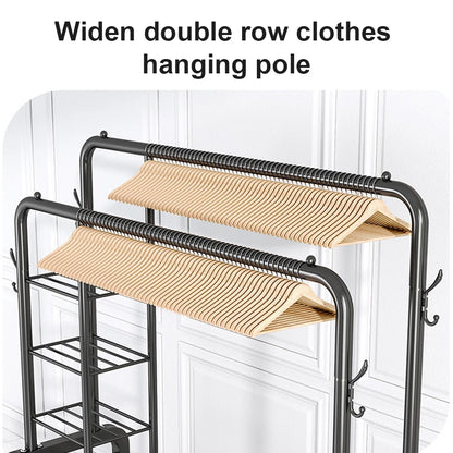 Double Heavy Duty Clothes Rail Hanging Rack Shelf Metal Display Stand Garment UK