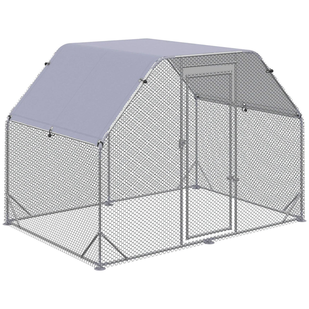 Chicken Run with Roof, Walk In Chicken Coop for 4-6 Chickens, Hen House D