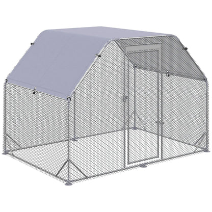 Chicken Run with Roof, Walk In Chicken Coop for 4-6 Chickens, Hen House D