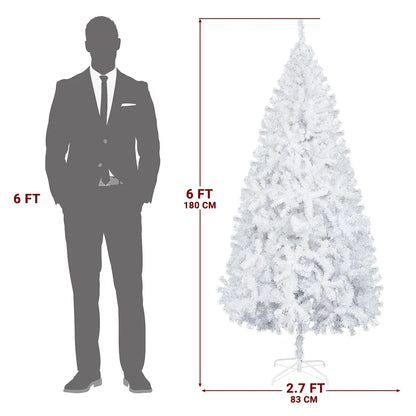 6FT White Christmas Tree With Stand Xmas Decorated Tree Quickly Install