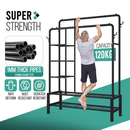 Heavy Duty Double Clothes Rail Hanging Rack Garment Display Stand Open Wardrobe Upgraded