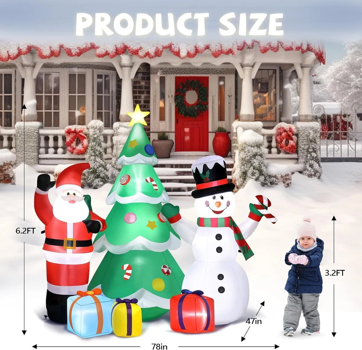 Christmas Inflatable Santa Snowman Tree Outdoor Decor LED Light Holiday Blow Up
