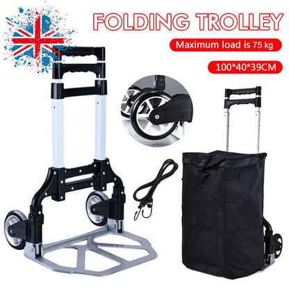 100kg Hand Truck Heavy Duty Aluminium Folding Sack Truck Industrial Trolley UK