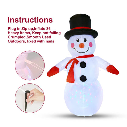 4FT Christmas Inflatable Snowman w/ LED Light Xmas Air Blown Outdoor Yard Decor