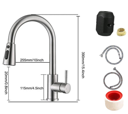 360° Kitchen Sink Mixer Taps Pull Out Spout Mono Spray Head Single Lever Modern