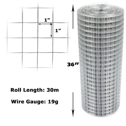 Galvanised Welded Wire Mesh 1"x1" Fence Aviary Rabbit Hutch Chicken Run Coop Pet