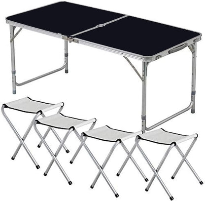 OUTDOOR FOLDABLE PICNIC TABLE & 4 STOOL SET PORTABLE CAMPING GARDEN INDOOR