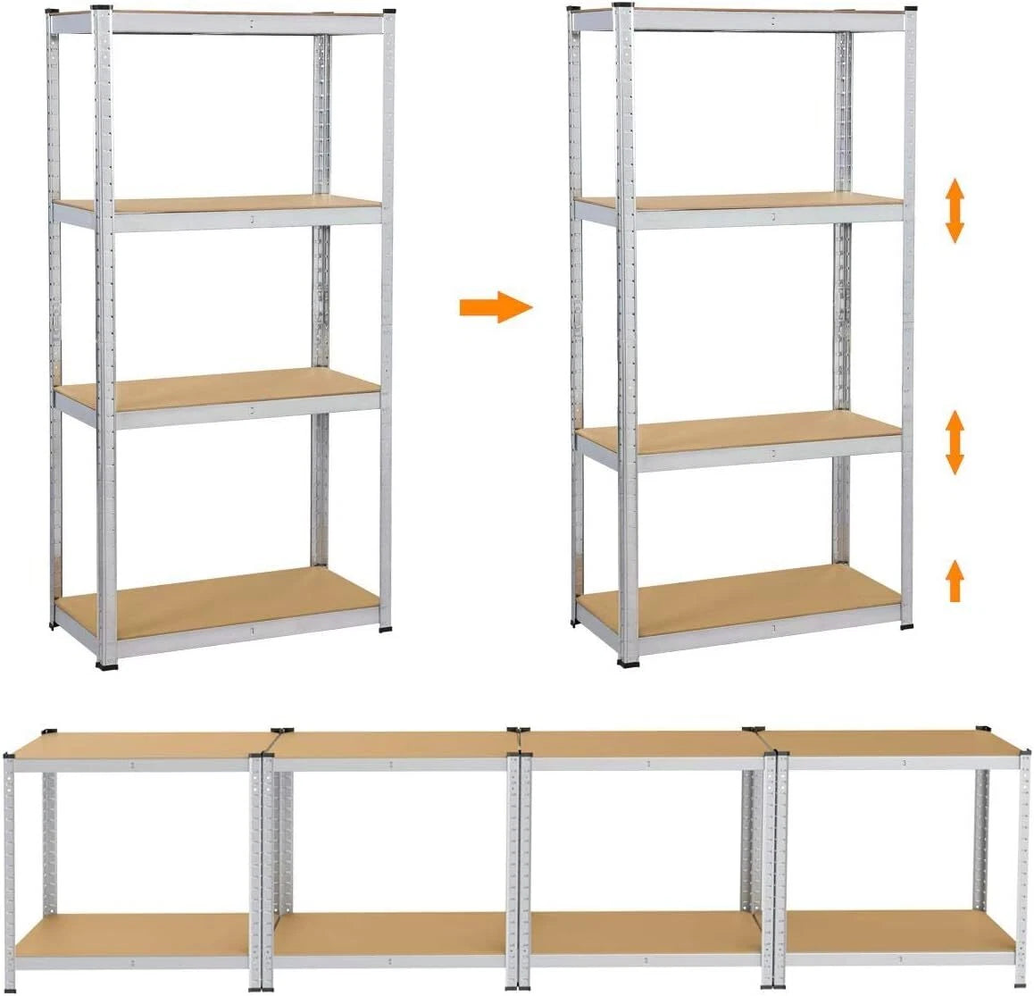 4 Tier Racking Shelf 180x90x45cm Heavy Duty Garage Shelving Storage Shelves Unit
