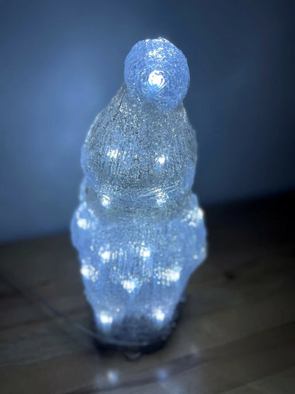 Christmas Acrylic Snowman Holding Snowball, 31cm, LED Lights, In or Outdoor Use!