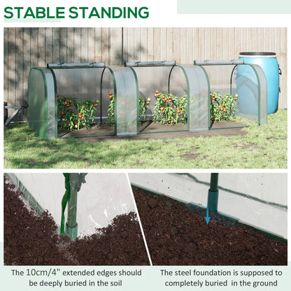 Tunnel Greenhouse Steel Frame for Garden w/ Zipper Doors