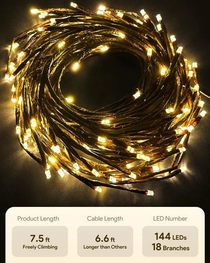 144LED Wall Tree  Willow Vine Lights Bendable Branch Fairy Lighting for Christmas gifts