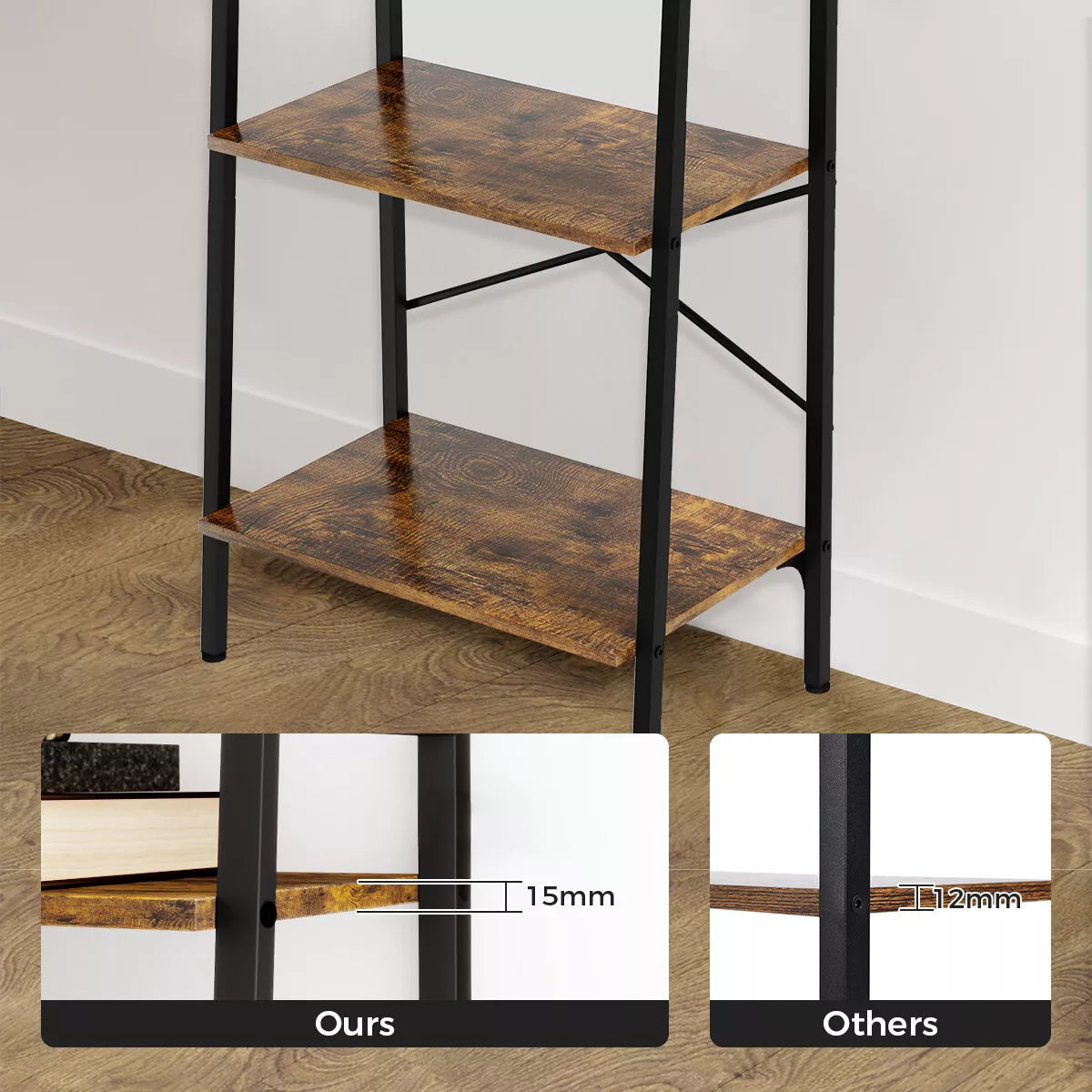 Ladder Shelf Bookcase Tier Display Storage Shelving Unit Stand Wall Rack