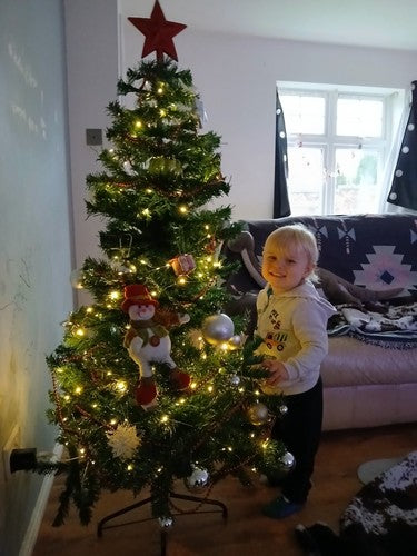 6ft Christmas Prelit Balsam Fir Christmas Tree with Warm LED Lights